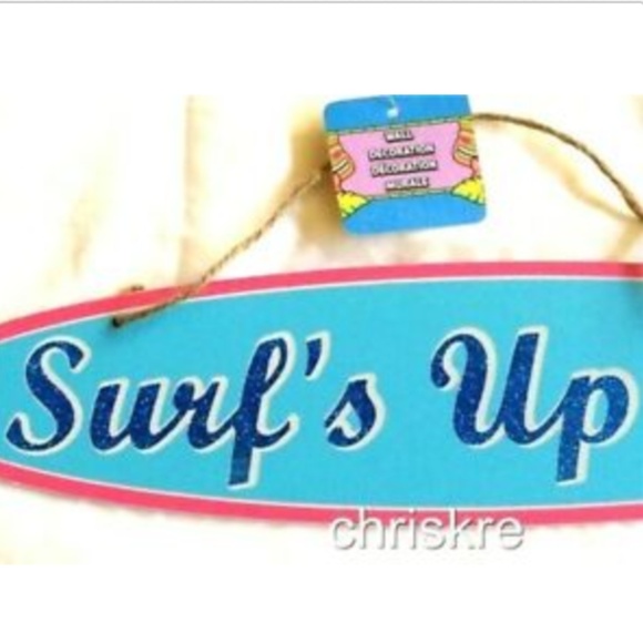 Surf's Up SurfBoard Luau Tiki Bar Sign Wall Door Summer Beach House Decor Palm - Picture 3 of 6
